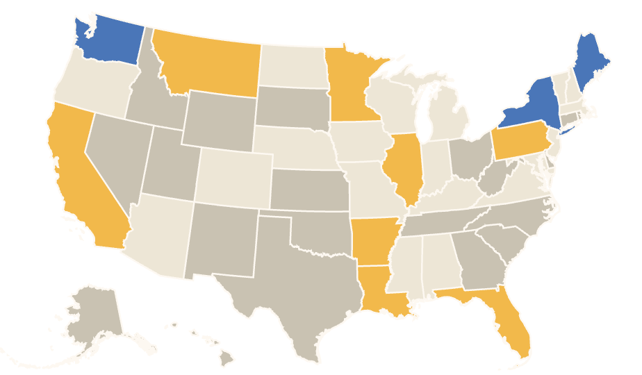 US map of ESA state-law groups in 2026